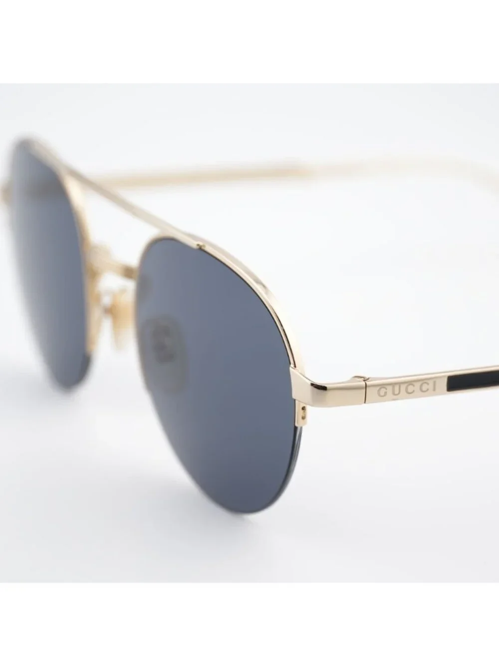 Gucci GG0984S 001 Unisex Sunglasses Gold Round Frame, Grey Lenses